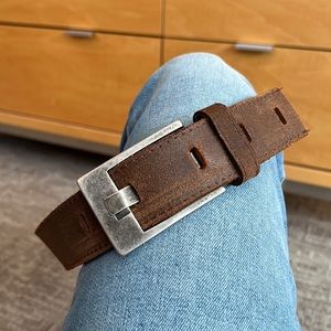 Wide, weathered brown belt